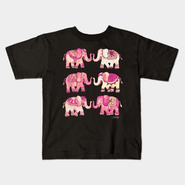 pink elephants Kids T-Shirt by CatCoq